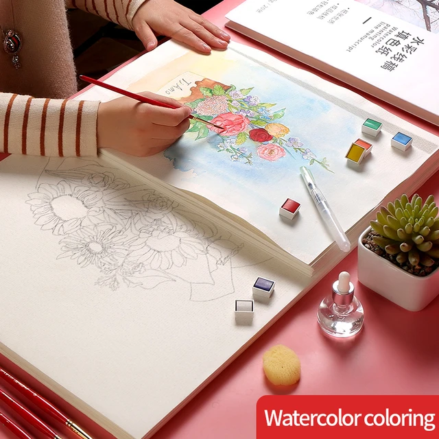 Watercolor Paper Sketchbook Coloring  Coloring Books Adults Watercolors -  Watercolor - Aliexpress