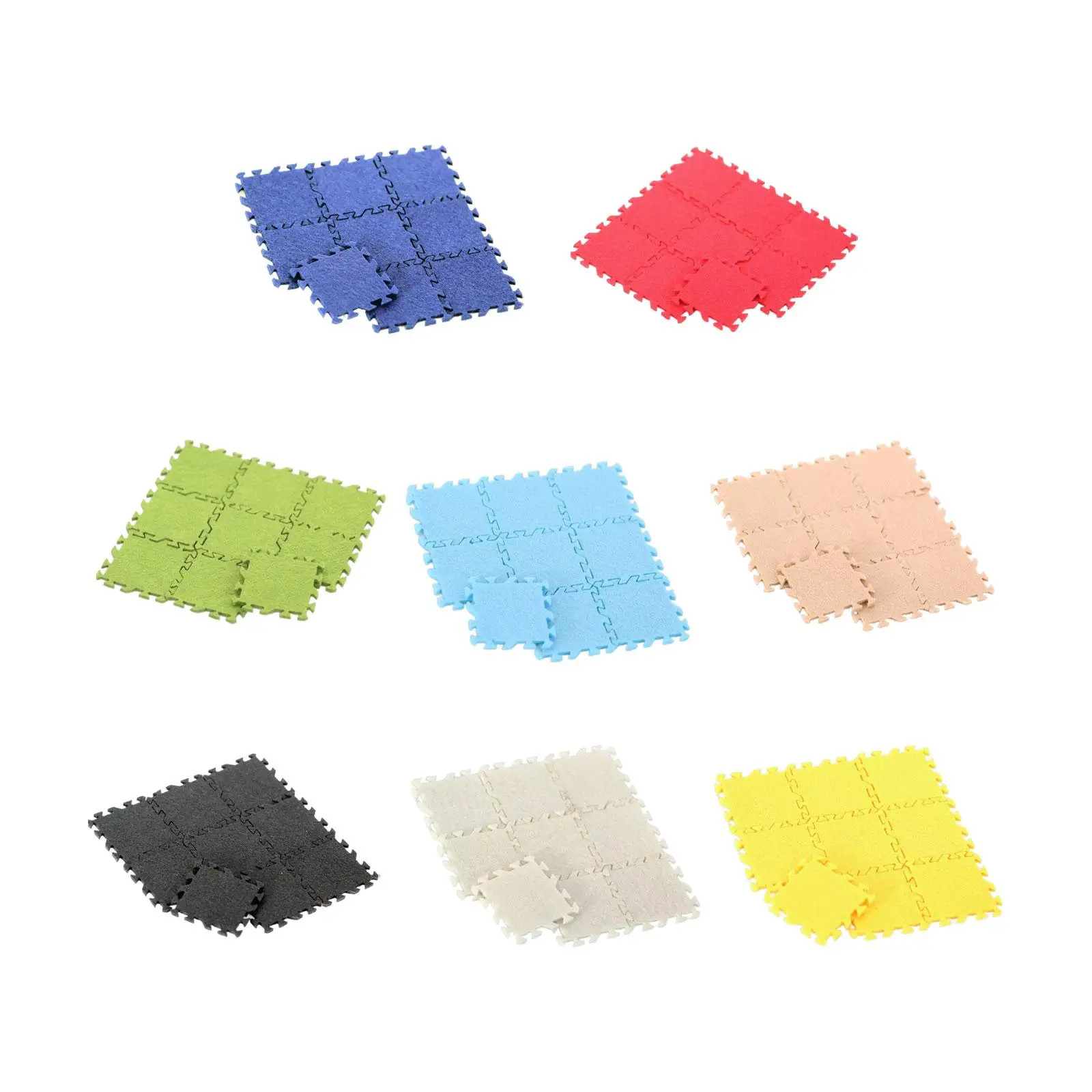 

9 Pieces 1:12 Scale Miniature Floor Area Rug Simulation Life Scene Home Bedroom Dollhouse Mini Splicing Mats Ornaments