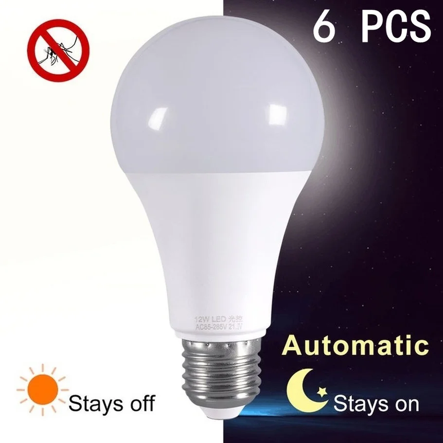 6pcs/lot LED Dusk to Dawn Night light Bulb With light Sensor Smart lamp Auto Switch ON/OFF Garden lighting Decoration 220V