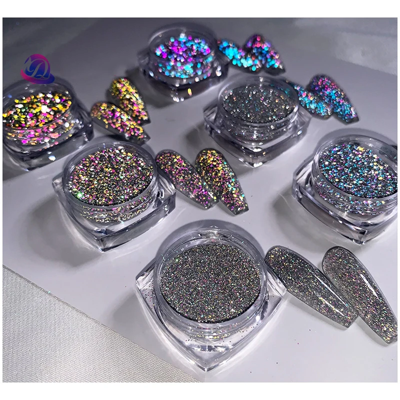 

3 Jars Mix Sizes Chameleon Fine Diamonds Glitter Prism Reflective Sequins Acrylic Nail Art Dust Manicure Super Sparkle Paillette