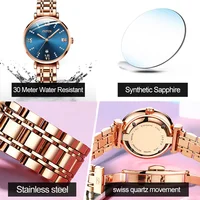 JSDUN Imported Swiss Quartz Watch for Women Luxury Rose Gold Sapphire Crystal Elegant Ladies Wristwatch Waterproof Girls Watch 2