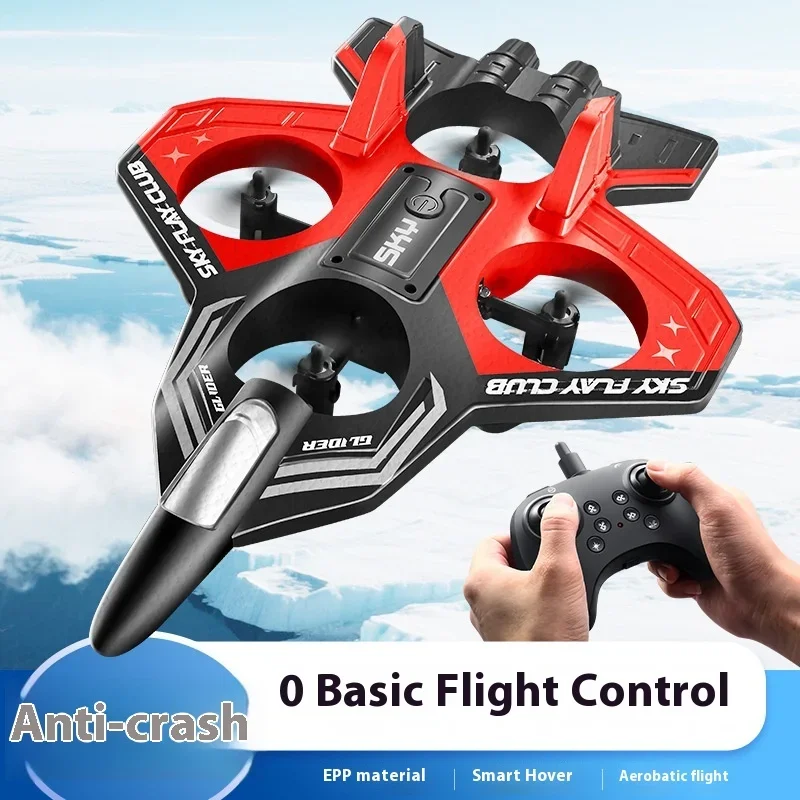 Vue rapprochée du cockpit et des hélices de l'avion RC télécommandé 2.4GHz, conçu pour débuter le vol en extérieur