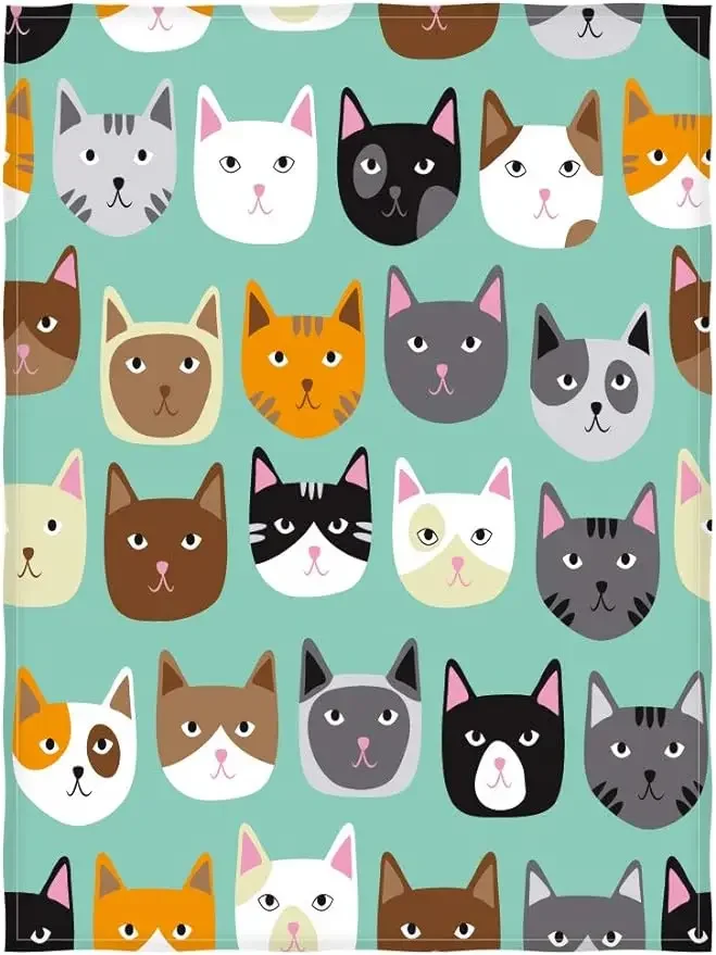 

Kameng 60 x 80 Inch Lovely Cat Face Pattern Super Soft Throw Blanket Comfortable Warm Velet Plush Bed Blankets