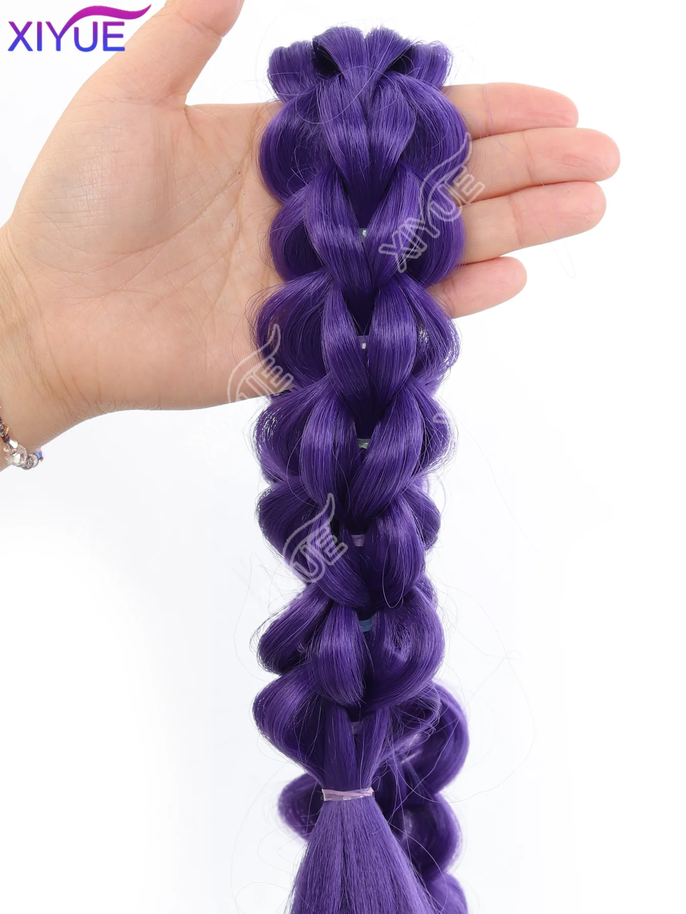 합성 직조 보라색 머리 포니테일, 여성용 코스프레 의상 헤어스타일, 할로윈 크리스마스 파티 스타일링