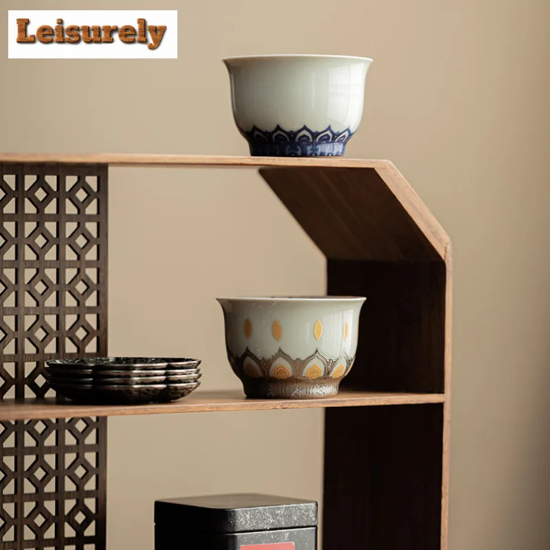 100ML Plant Ash Buddha Lotus Throne Ceramic Teacup Aesthetic Tea Bowl Sample Tea Cup Personal Cup Chazhan Master Cups Cafes Gift