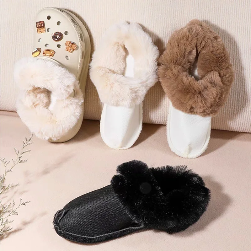 Plantilla de felpa gruesa y cálida para mujer, abalorio para