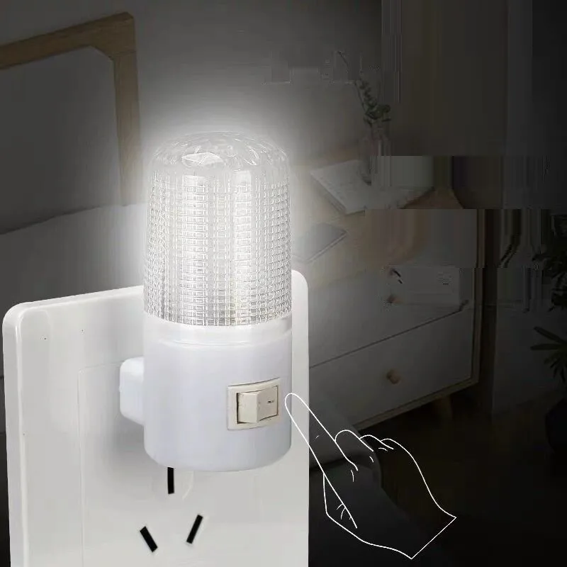 LED 소켓 야간 조명 플러그인 벽 램프 에너지 절약형 스위치 포함 수유용 침실 침대 옆 복도 계단 캐비닛 조명