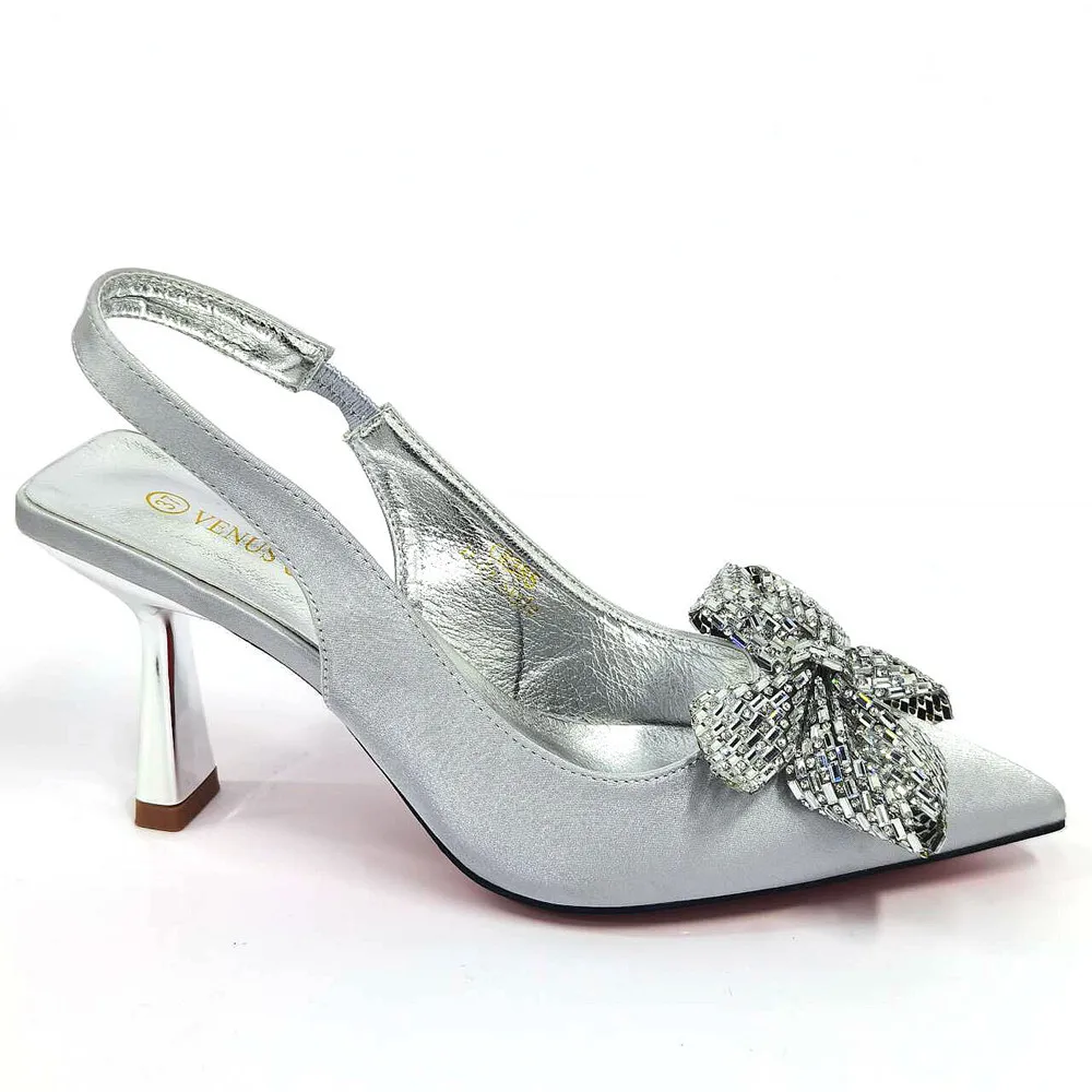 Excellent Italian Hollow Design Women Shoes Matching Bag in Silver Color Mature African Ladies Comfortable Sandals for Party 4