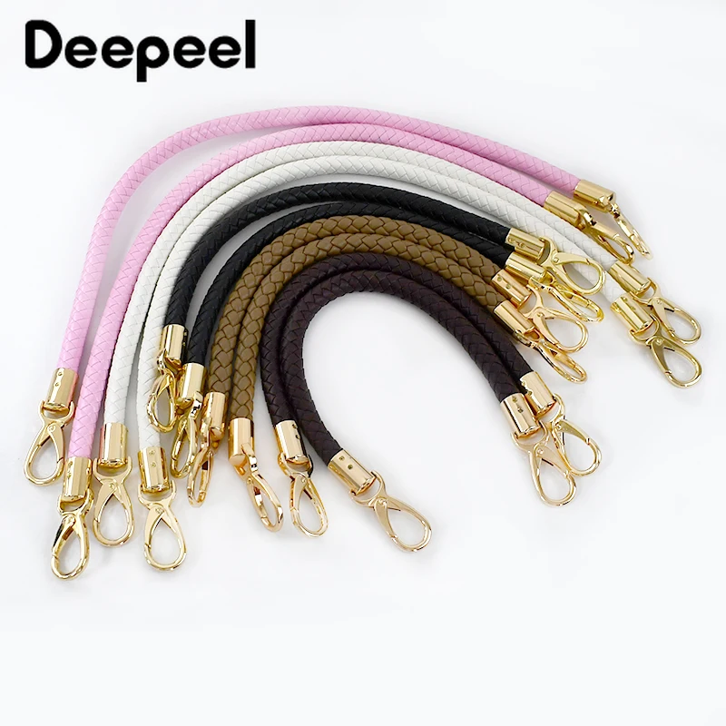 2Pcs Deepeel 30-60cm Metal PU Leather Handles Handbags Single Shoulder Bags Handle Woven Replacement Straps DIY Bag Accessories 2pcs adjustment breastfeeding bra buckles hand free extended mommy nursing bra shoulder straps maternity nursing bra accessories