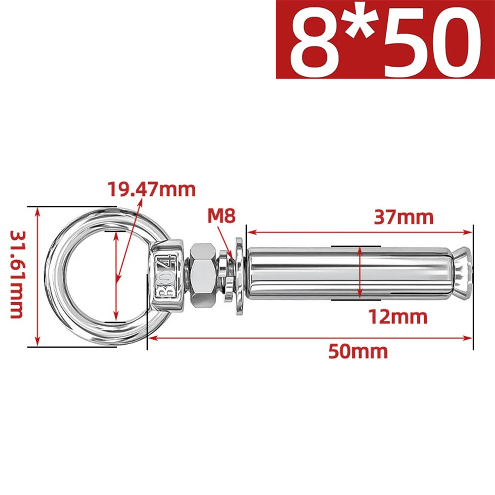 1 Stück 304 Edelstahl Expansionsschrauben mit Ringhaken Anker Beton Expansion Ringschraube Expansionsschrauben 50–150 mm Schraubenlänge – Detail 10