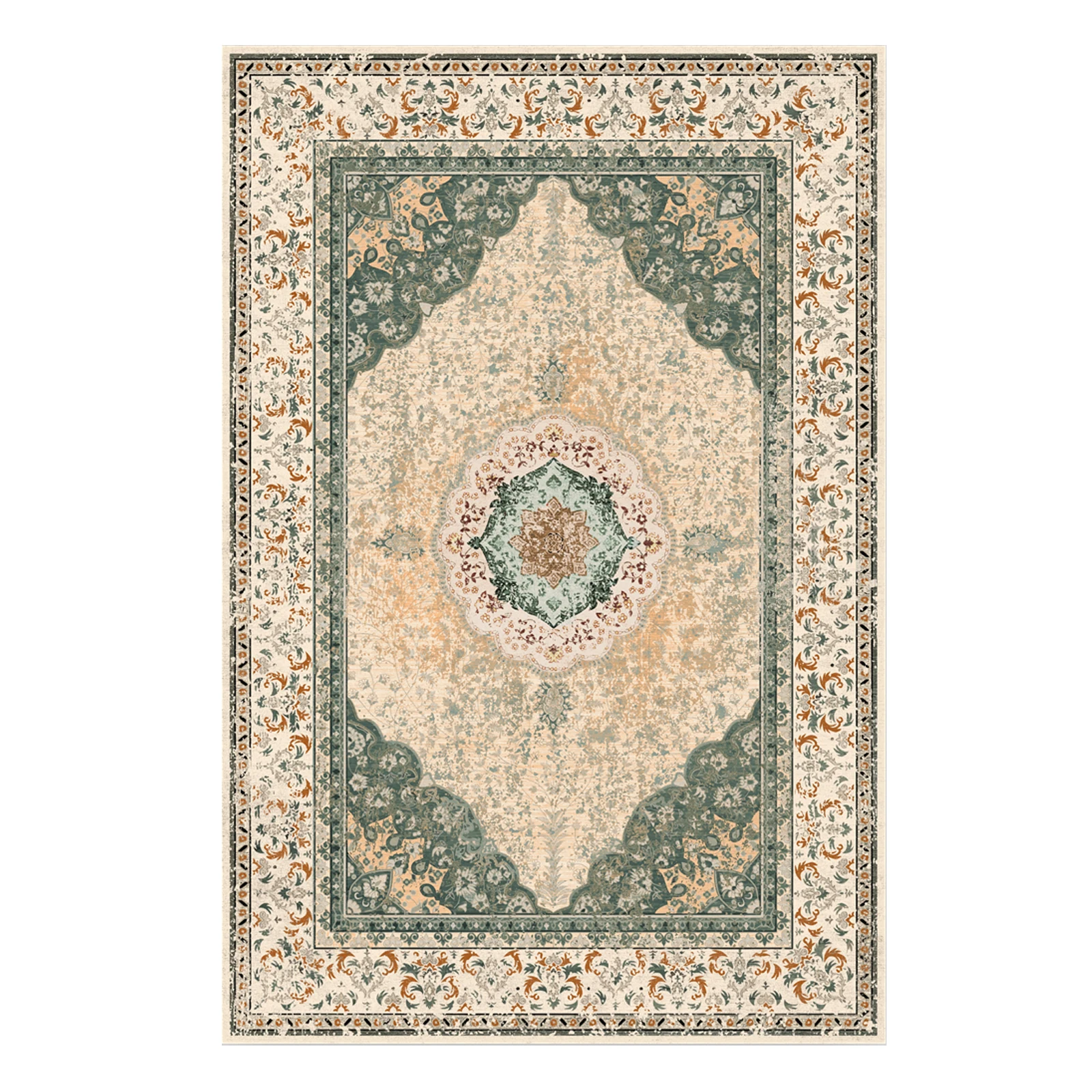 Teppiche Wohnzimmer | Teppiche für Teppiche | Waschbarer Boho-Vintage-Blumenteppich, weicher Teppich aus Kunstleder-Lammsamt mit rutschfester Rückseite für Zuhause – Detail 20