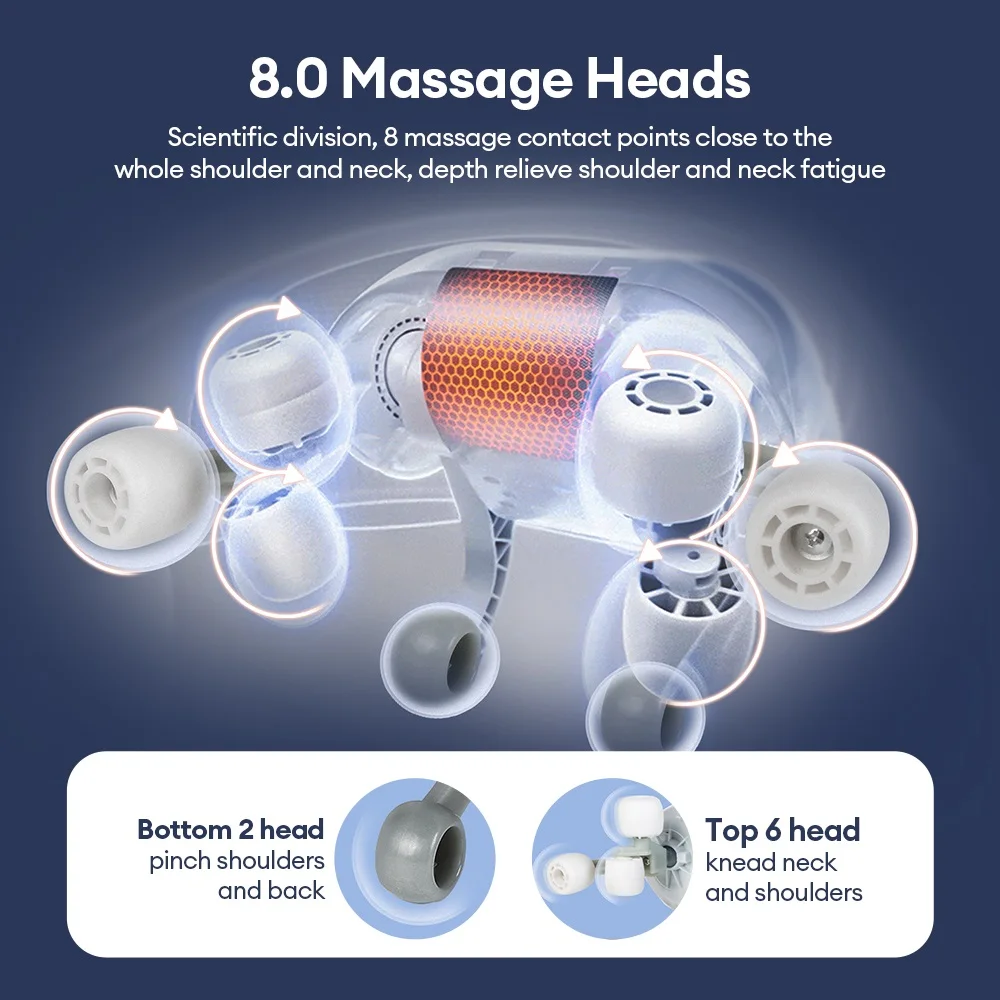 8-head Trapezius Massager Neck And Shoulder Massager Wireless Shoulder And Back Kneading Massage Relaxing Tense Muscles