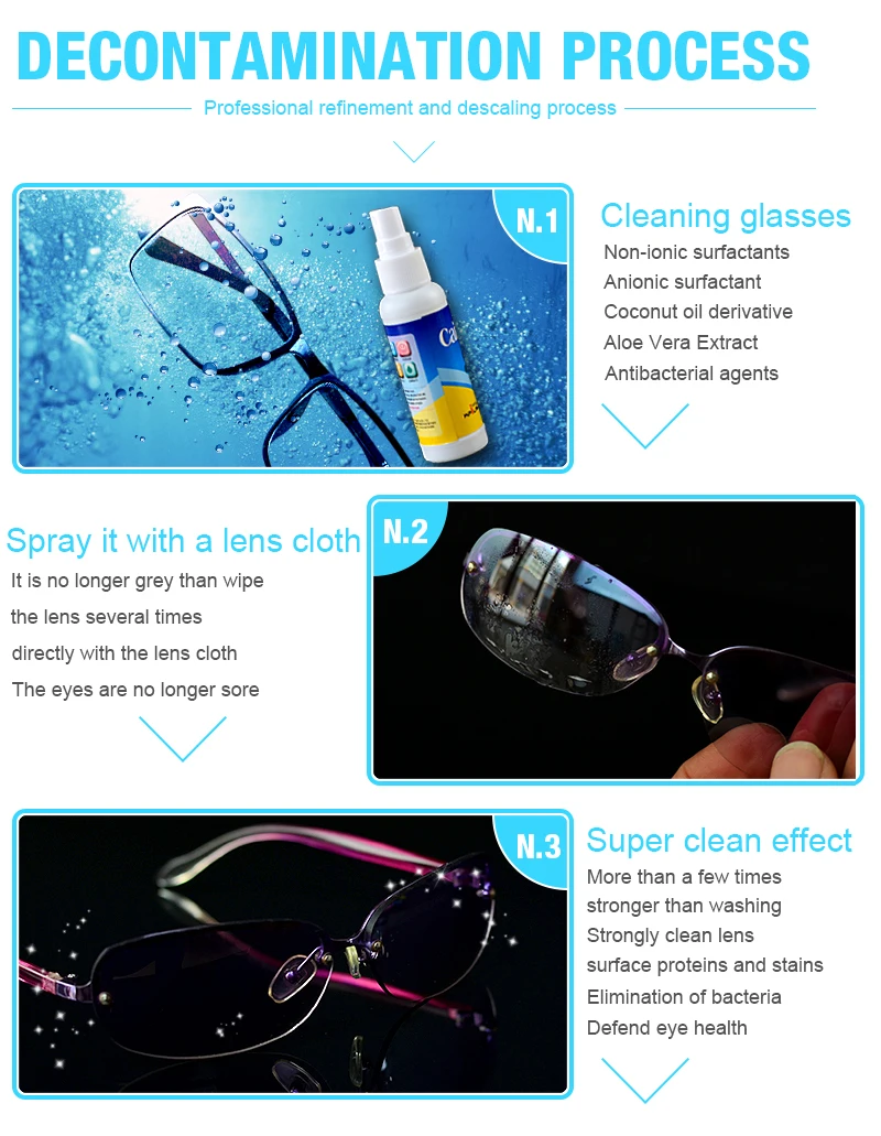 50ML Lens Cleaner Glasses Sunglasses Eyeglass Cleaning Solution Spray Bottle Glasses Cleaner Supplies Eyewear Accessories 6