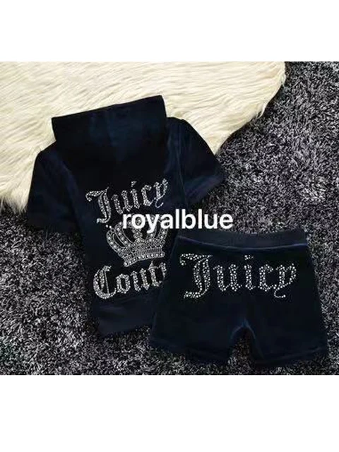 YICIYA Juicy Tracksuit Spring/Fall 2022 Women's Brand Velour Tracksuit Suit Women Velvet Zipper Sweatshirt And Pants Fat Sister Royal Blue short set