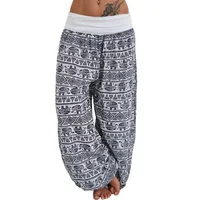 Pantalon imprimé géométrique décontracté pour femme, pantalon Haren, jambe large, confortable, personnalité 6
