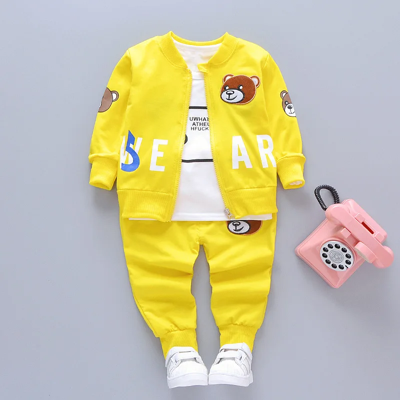 

New baby three-piece suit for boys and girls, Korean style cardigan sweatshirt, spring and autumn jacket for children