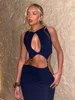 Women's Solidchic Hollow-out Halter Dress Off-shoulder Backless High Waist Slim Long Dresses 2026 Lady Vacation Beach Vestidos