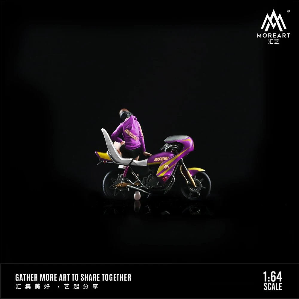 More Art 1:64 Motorcycle Girl Action Figure Set Model For Display & Collection & Gift 