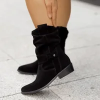 Autumn Winter Women's Boots Retro Suede Middle cylinder Ankle Boots Comfortable Rubber Sole Soft sole Snow Boots Plus Size 45 - Image 6