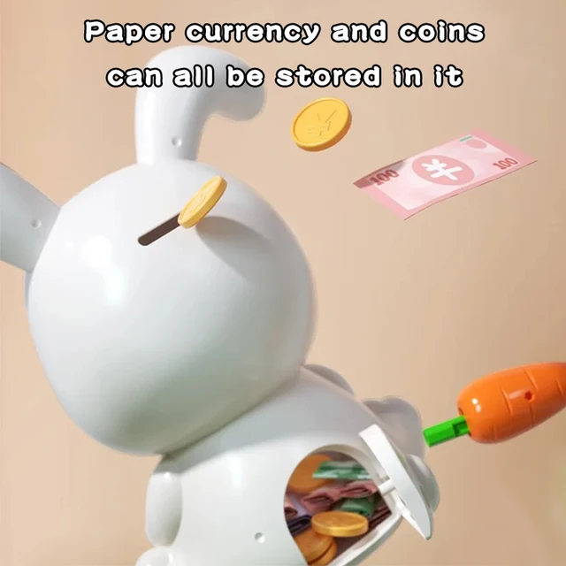 Rabbit Magic! Cute Rabbit Piggy Bank Cartoon Creative Anti-Fall Large-Capacity Piggy Bank Male and Female Baby Birthday Gifts That They Can Like Holiday and Birthday Gifts 4