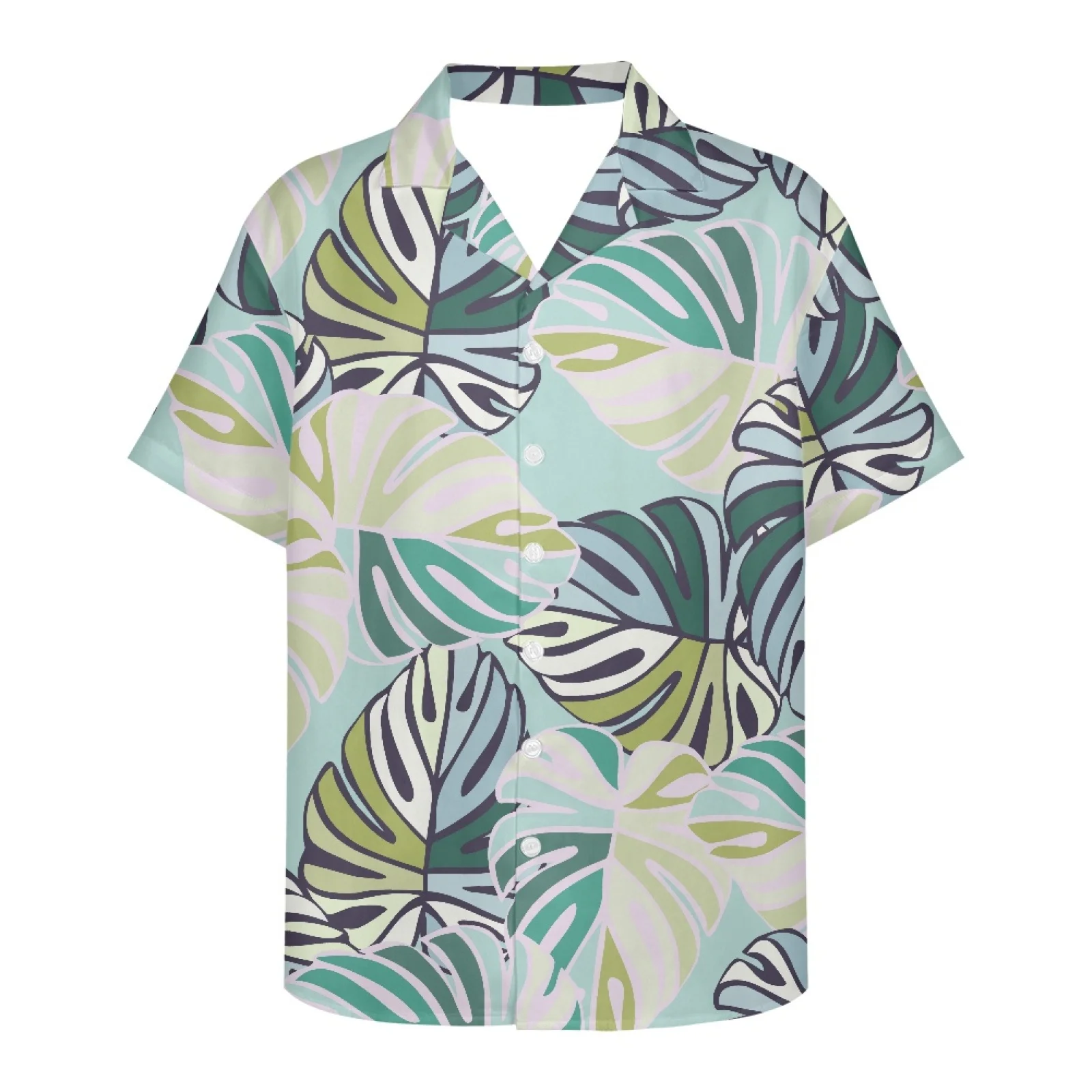 

Tropical Plantain Leaf Pattern Men Shirt Summer Vintage Streetwear Short Sleeves Button Harajuku Blouse Chemise Homme Ropa