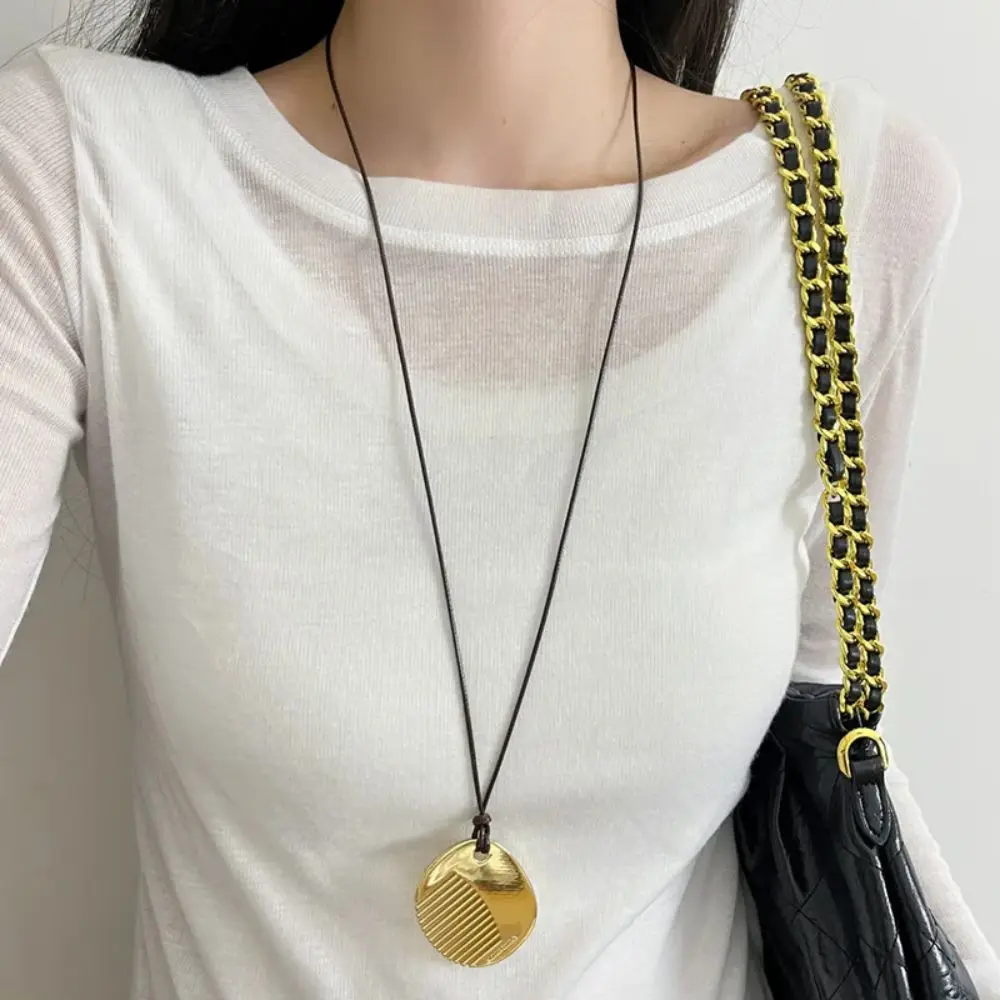 Elegant Trendy Brand Design Comb Pendant Women Fashion Jewelry Chain Necklace Gold Silver Personality Black Rope Long Necklace