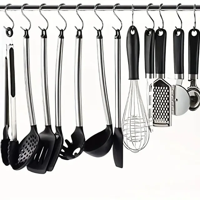 Crochet en forme de S en acier inoxydable, 10 pièces, crochets pour vêtements de cuisine et de salle de bains, crochet de suspension multifonctionnel en métal 3