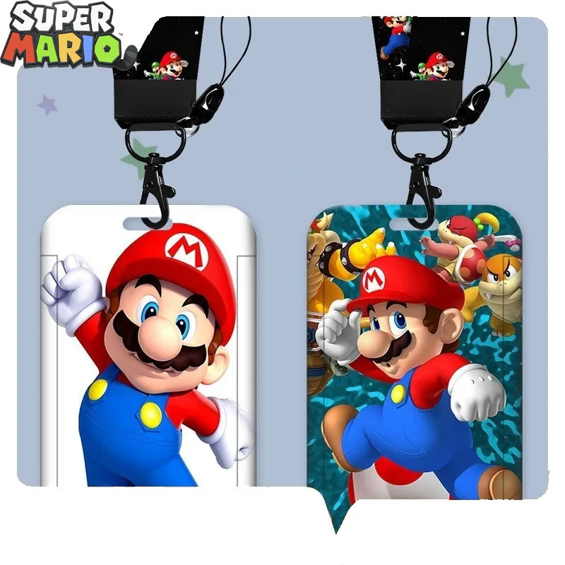 

Super Mario Cartoon PVC Card Holder Mario Bros Luigi Anime Peripherals Hanging Neck Bag Lanyard ID Card Cover Protective Case