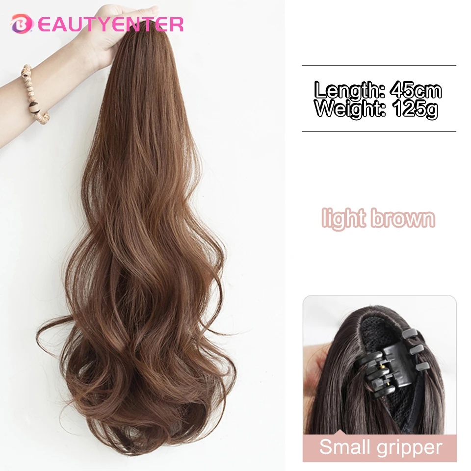 BEAUTYENTER Synthetic Long Curly Hair Band With Grab Clip Ponytail Wig Curly Hair False Ponytail Fluffy Hair Can Be Braided images - 6