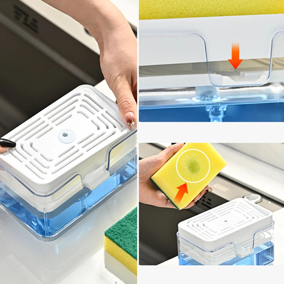 Kitchen Sink Drain Soap Dispenser Dishwashing Soap Press Box Sponge Kitchen Detergent Container soap dispenser soap liquid box pressing soap liquid box