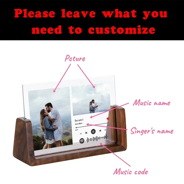 Custom Acrylic Spotify Song Code Photo Frame Wedding Anniversary Gifts for  Couple Men Personalized Picture Frame with Wood Stand - AliExpress