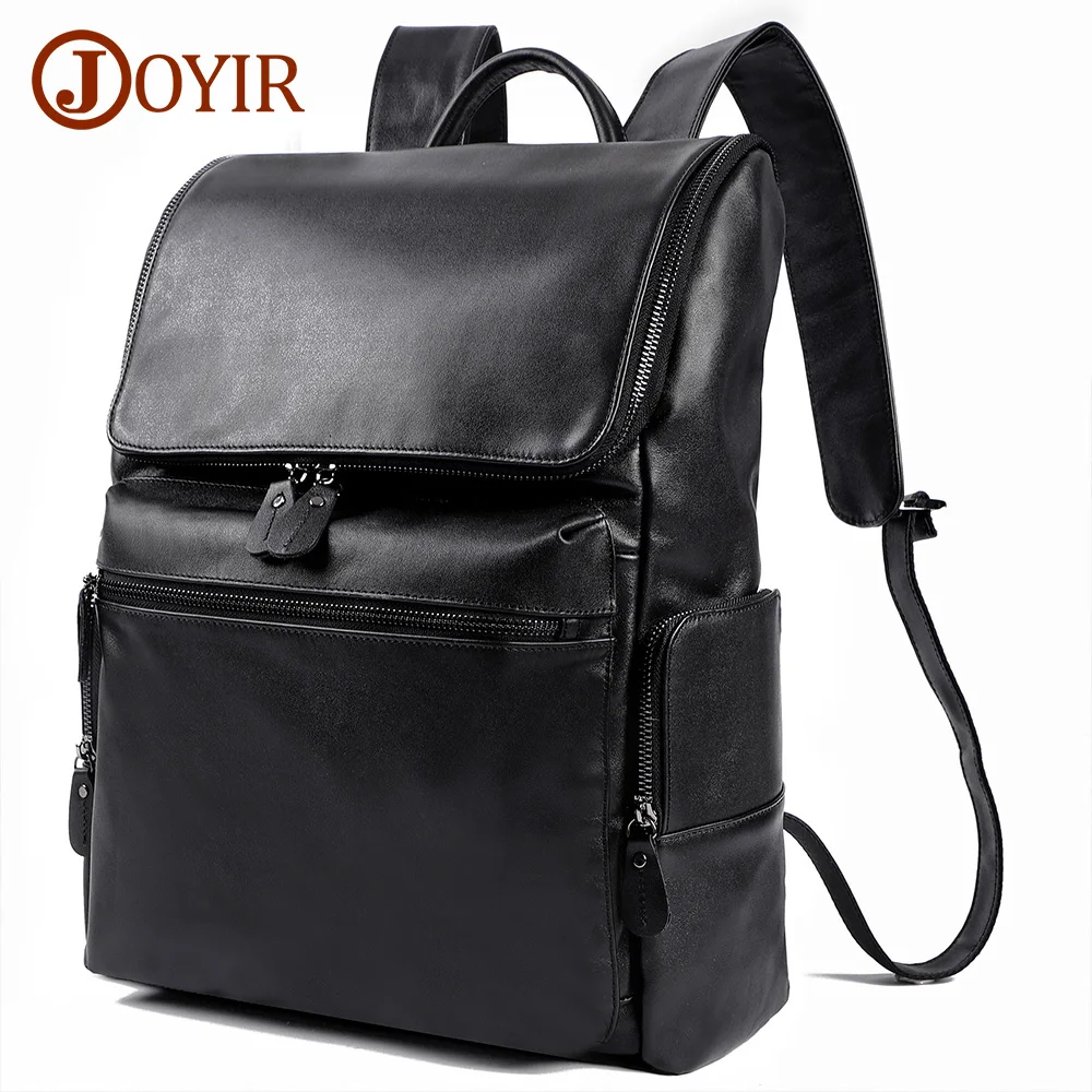 

JOYIR Men Backpack Genuine Cowhide Leather Luxury Shoulder Daypack 15.6'' Laptop Travel Bag for Male Handbag Causal Schoolbag