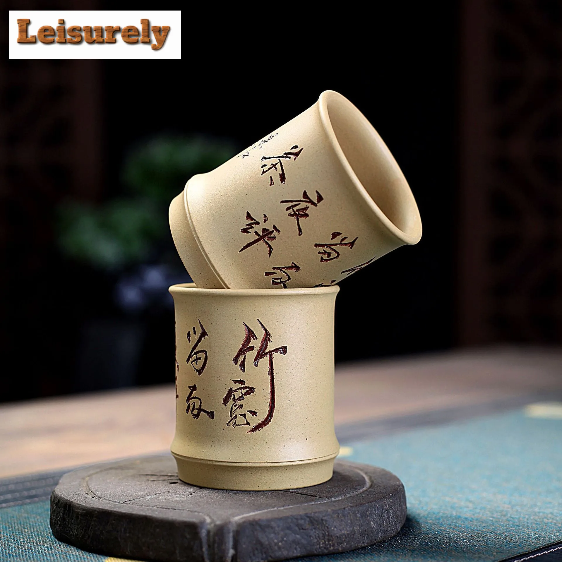 150ml Yixing Purple Clay Bamboo Joint Teacup Boutique Tea Bowl Tea Pair Tea-tasting Smelling Cup Chazhan Master Cups Tableware