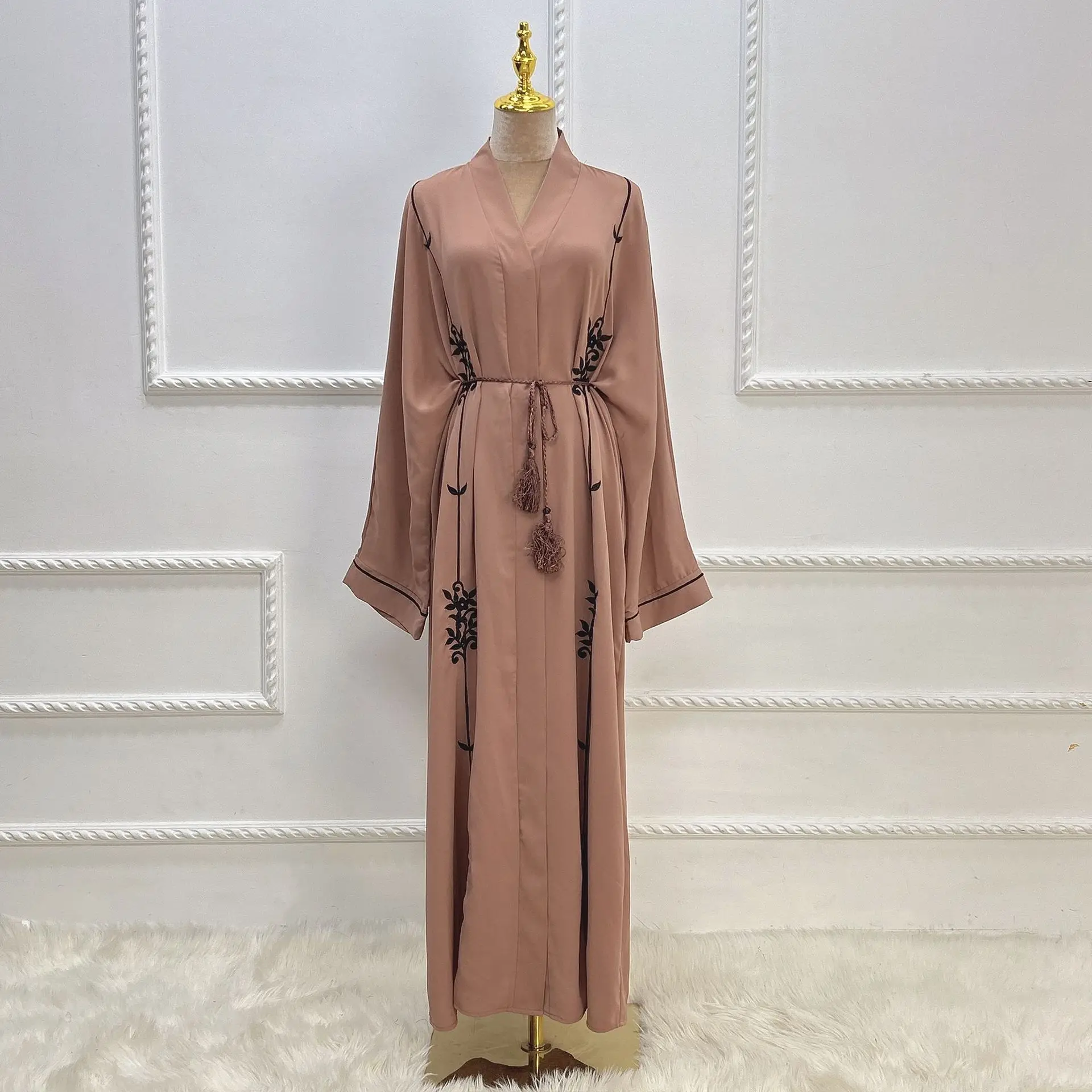 Kimono Abaya Muslim Hijab Dress Turkey Invisible Button Embroidery Open Abayas for Women Dubai 2023 Islamic Party Outfit Kaftan