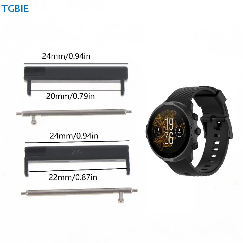 Premium Wristband Adapter for Smartwatch Accessories - 1 Pair 24mm to 22mm/20mm Replacement Connector