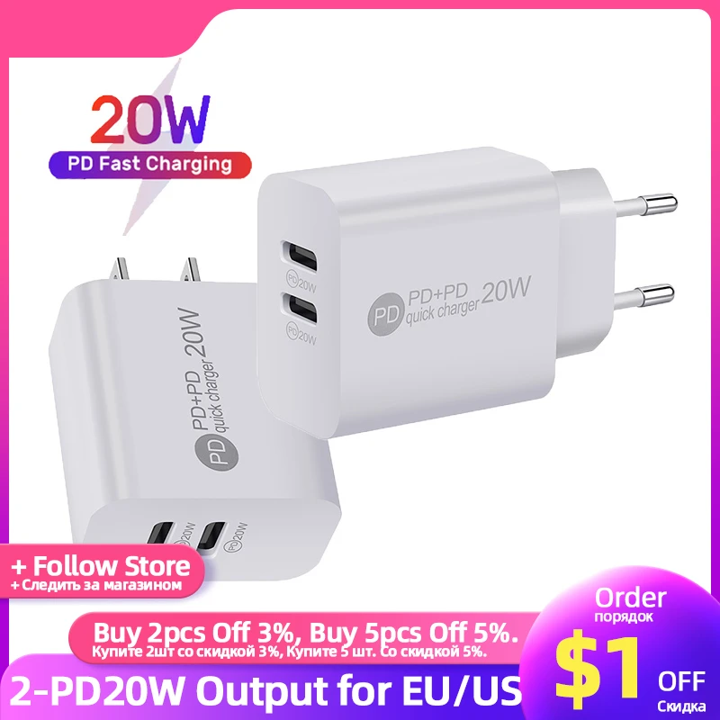 65 watt usb c charger Single Dual PD20W Fast Charging Phone Charger USB Type C Quick Charge Charger for iPhone Samsung Xiaomi EU/US Plug Power Adapter baseus 65w