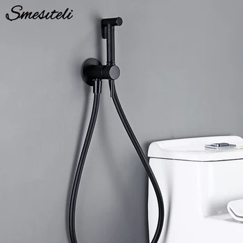 Rubinetto per Bidet nero opaco miscelatore per spruzzatore per Bidet per wc portatile rubinetto per acqua calda e fredda 1.2M tubo in gomma per bagno autopulente 1