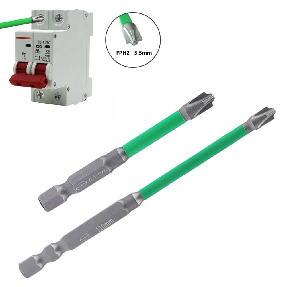 

1/2pcs 65mm 110mm Magnetic Special Cross Screwdriver Bit Batch Head Nutdrivers FPH2 For Socket Switch Electrician Power Tool