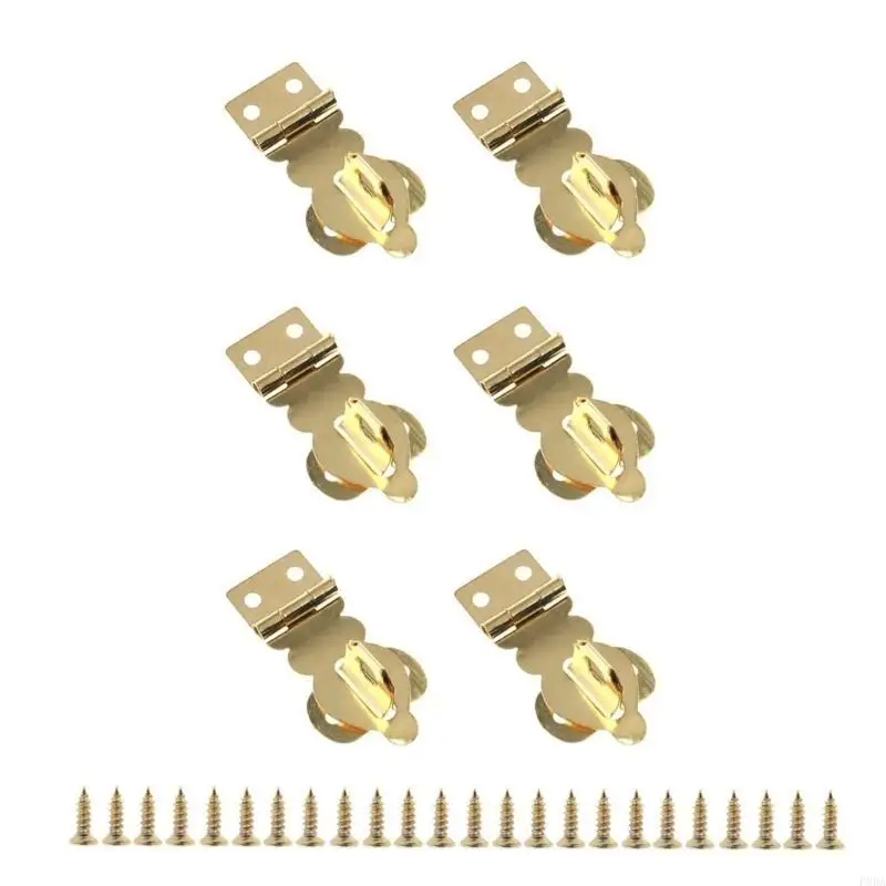 P8DA 6pcs Gold Hasp lock Mini Gold Hasps with Screws Decorative Lock for Multifunction Use In Jewelry Boxes & Luggage