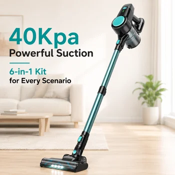 N3T Cordless Stick Vacuum 6 in 1 Handheld Vacuum Cleaner with LED Brush 40 Mins Runtime Self Standing for Pet Hair Hard Floor Carpet 1