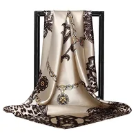 90*90cm Hijab Scarves Women Fashion Print Silk Satin Female Luxury Brand Square Shawls Head Ladies bandanna foulard muffler girl 1