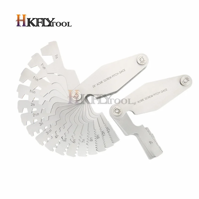 ACME 29 / TR30 Screw pitch gauge stainless steel thread pitch measuring tool set
