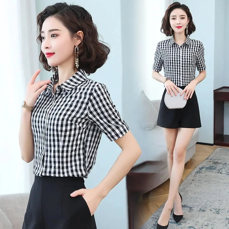 2023 Spring Clothes New Mother Plaid Shirt Women's Coat Middle-Aged and Elderly Casual Long-Sleeved Shirt Coat Women's Commuting