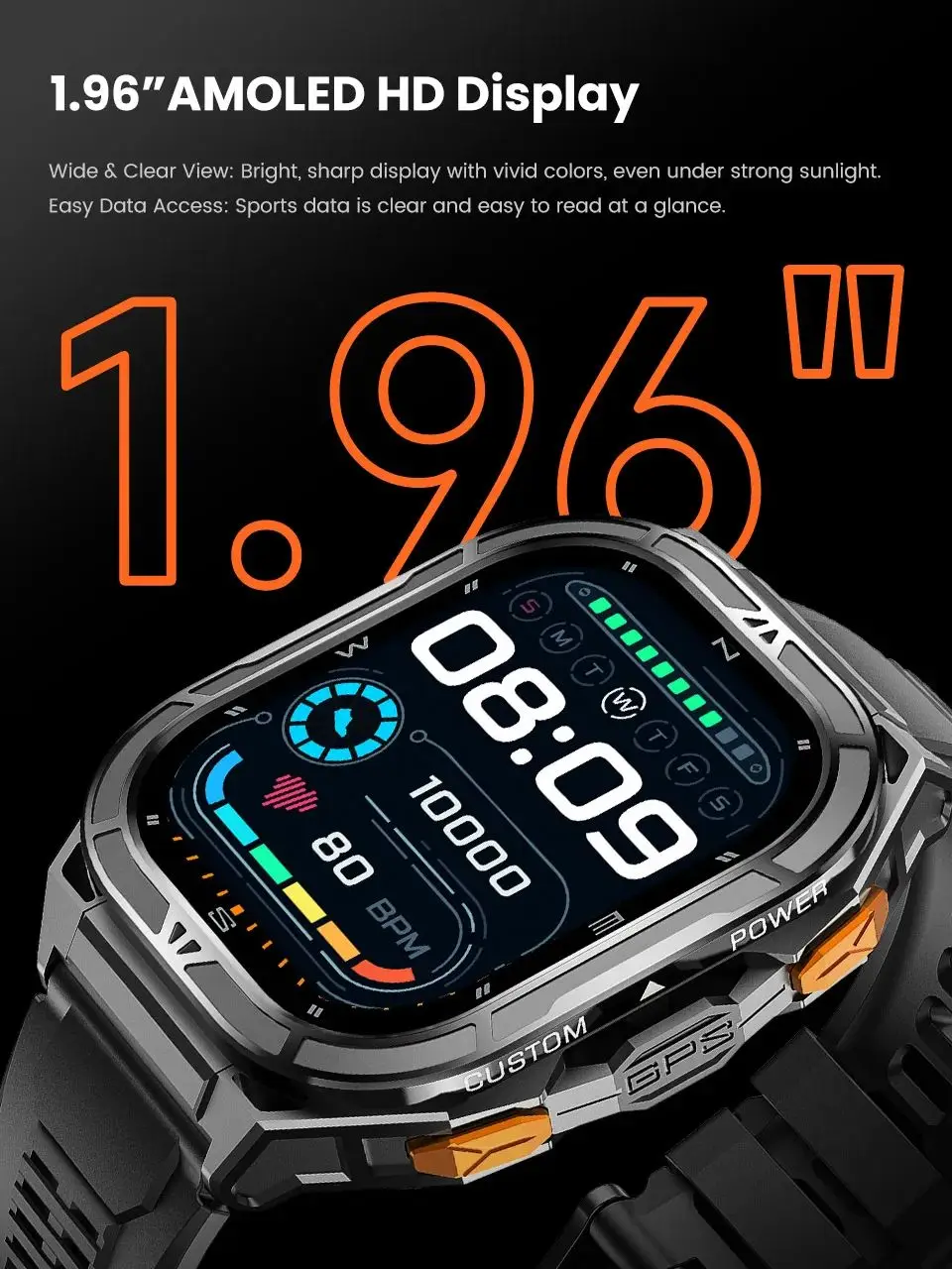 X5 Dual Band Gps Sports Smart Watch Men 1 96 Inch Amoled Compass 5atm Waterproof Health Monitoring Outdoor Military Smartwatch, Alina Gadgets