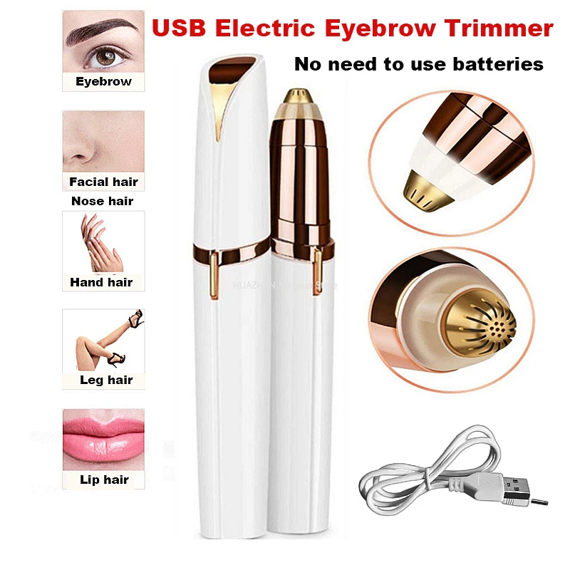 Usb Electric Eyebrow Trimmer Painless Eye Brow Epilator Mini Shaver