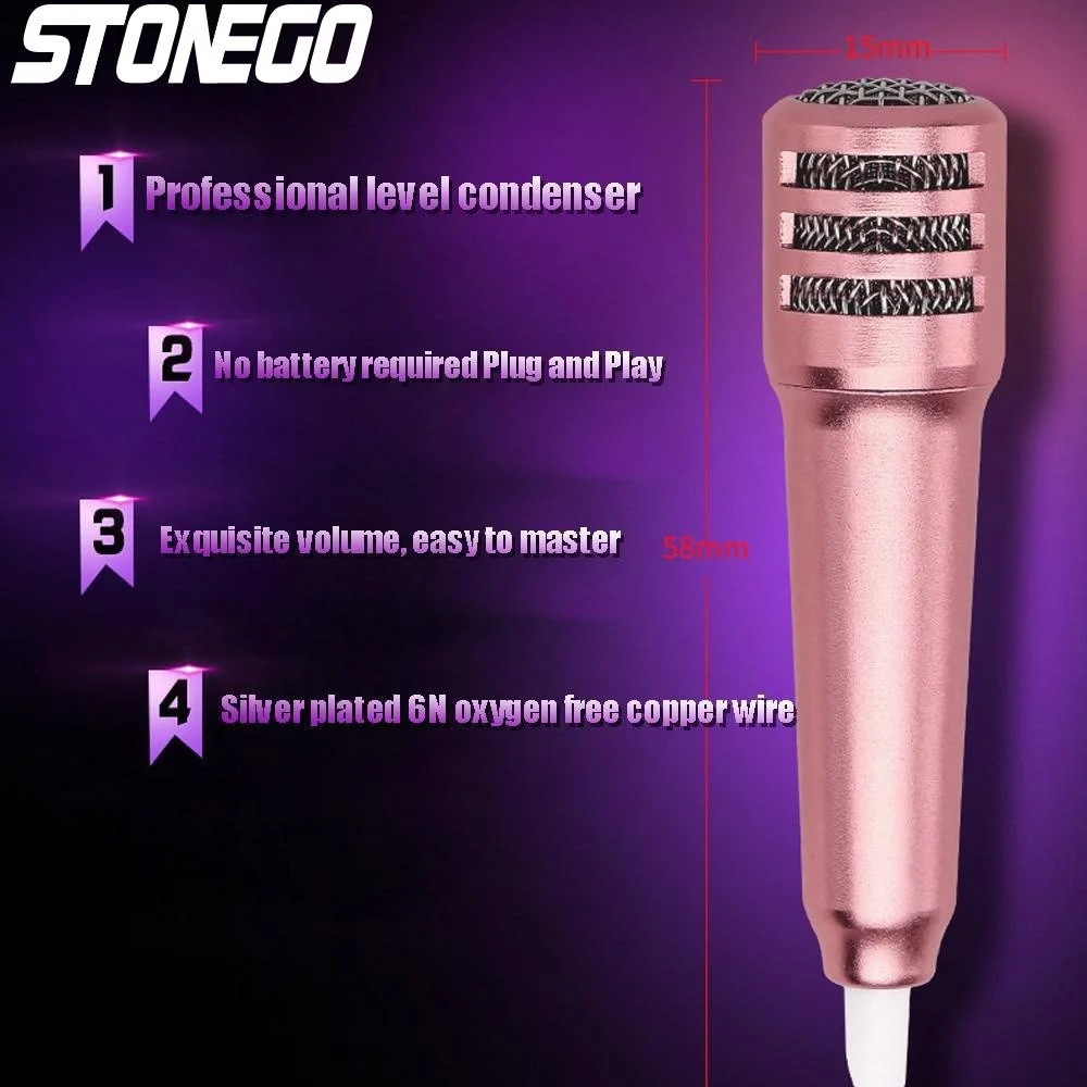 Mini Karaoke Microphone Portable Condenser Mic for Smartphone Tablet PC Stylish Handheld Singing Mic with Powerful Sound