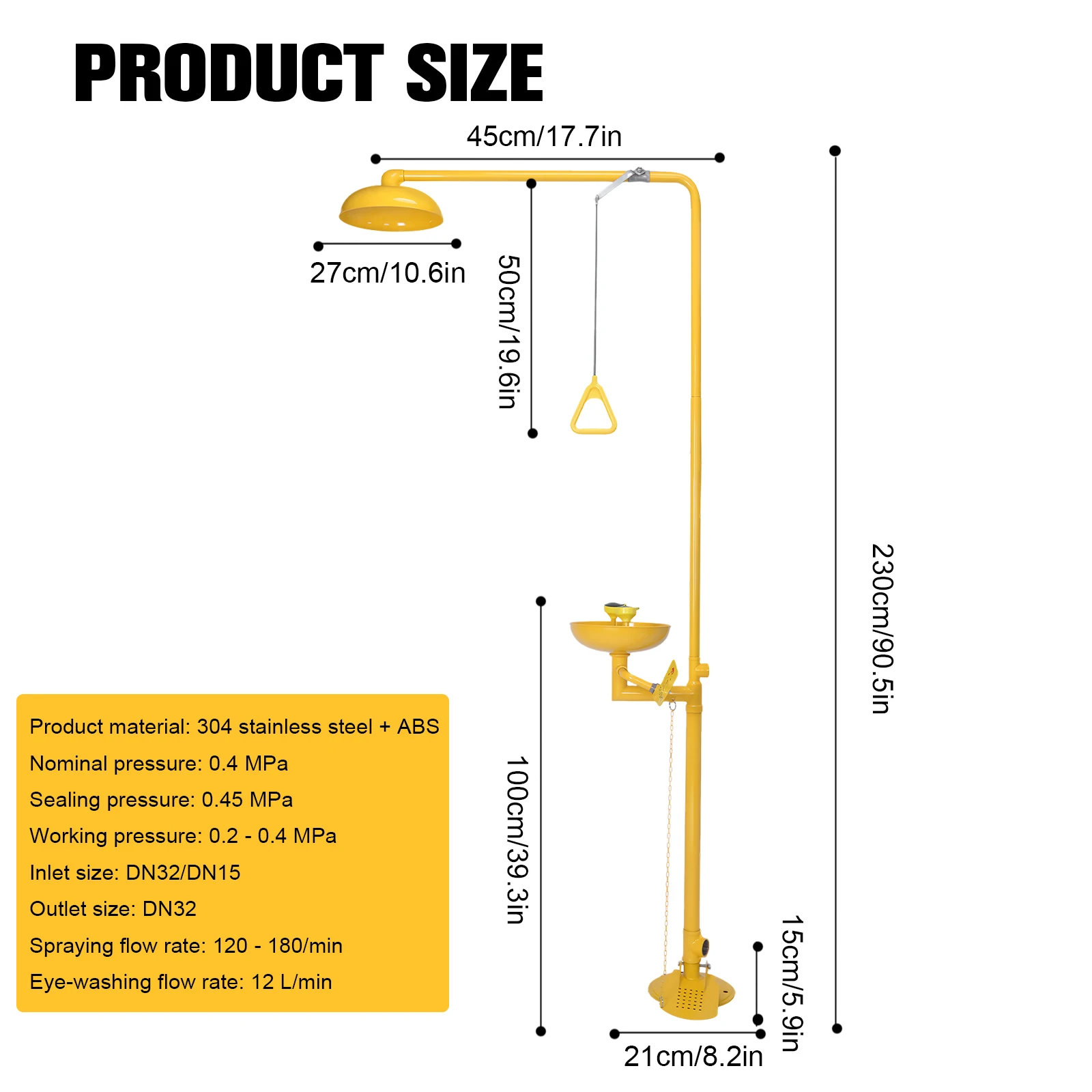 Stainless Steel Emergency Shower Eye Wash Station