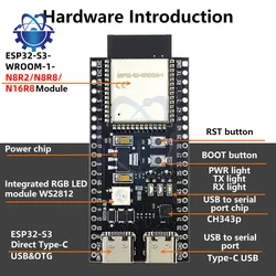 ESP32-S3 WiFi Bluetooth Internet of Things Dual Type-C Development Board Core Board WROOM  ESP32-S3-DevKit C N8R2 /N16R8