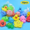 10Pcs Cute Animals Swimming Water Toys For Children Soft Rubber Float Squeeze Sound Squeaky Bathing Toy For Baby Bath Toys Gift 1
