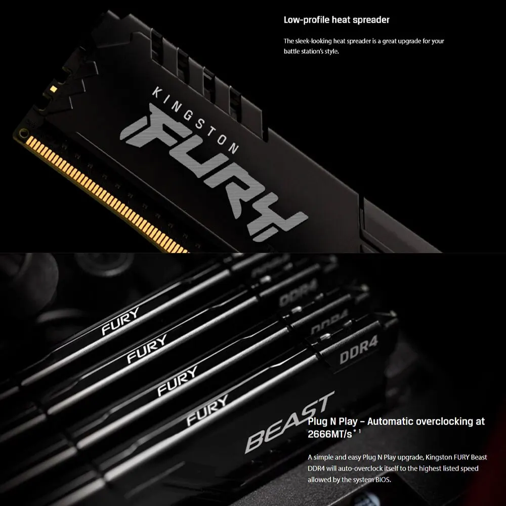 Desktop Ram Memory Kingston Desktop Memory RAM DDR4 FURY BEAST 16GB 8GB 3200MHz 3600MHz Dimm Memoria Rams PC4 Gaming Memory Support Motherboard